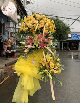 lẵng hoa khai trương 3 tầng 
