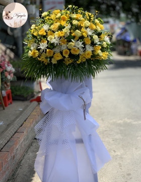 hoa viếng 1 tầng vàng,trắng
