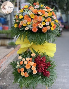lẵng khai trương 2 tầng