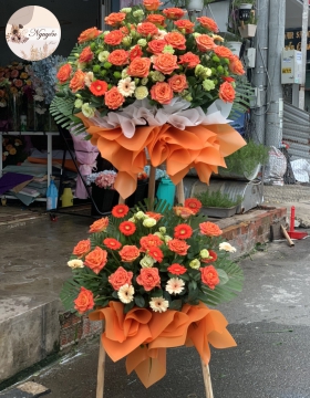 lẵng hoa chúc mừng 2 tầng