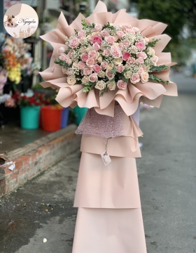 lẵng hoa khai trương tone hồng sang trọng