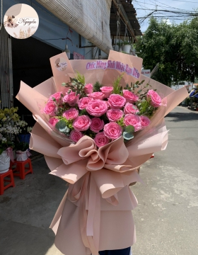 hoa bó tone hồng cực xinh