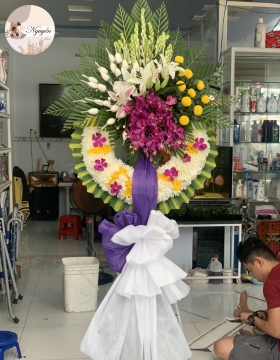 lẵng hoa viếng 1 tầng