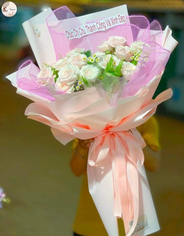 Hoa Bó Hồng Kem