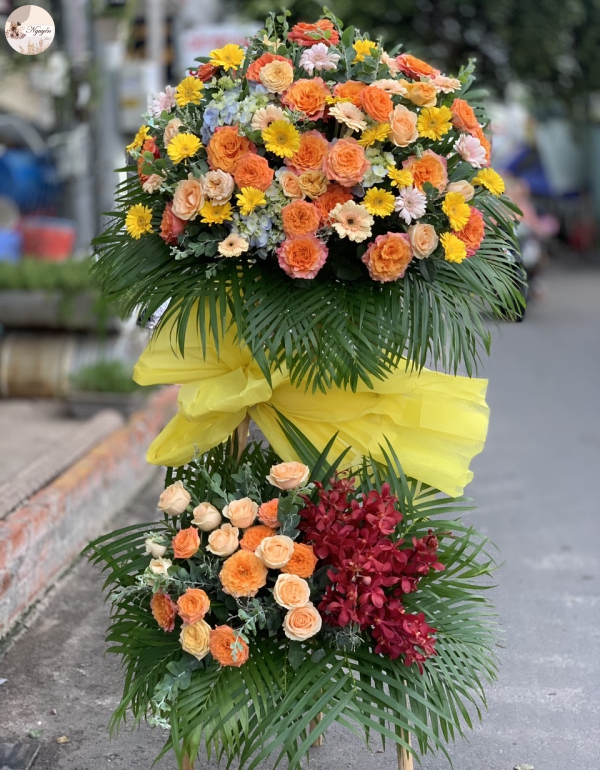 lẵng khai trương 2 tầng